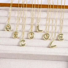 1 Set Of 26pcs Stainless Steel Bubble 26-Letter Pendant DIY Handmade Chain Necklace Earrings Jewelry Making Supplies Accessories - Gold - View 8