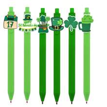 20支/套 圣帕特里克节四叶草主题圆珠笔，0.5毫米绿色凝胶墨水笔，笔身印有可爱的四叶草图案，适合作为派对礼物、学校用品、办公用品和家居用品。 - 黑色 - 查看 5