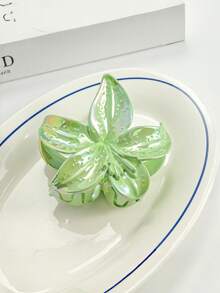 1个/3个/6个 花卉印花休闲（聚苯乙烯）多巴胺糖果色电镀彩色百合花发爪夹，优雅女士发饰 - 彩色 - 查看 11