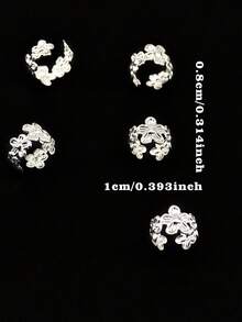 50pcs Mini Gold Flower Hair Ties, Personalized DIY Braiding Decorations, Suitable For Kids Braids, Weaves And Extensions - Silver - View 10