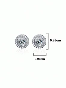 2pcs Elegant 925 Sterling Silver 0.5Carat X 2 Moissanite Stud Earrings, Suitable For Women's Daily Wear, Party, Vacation, Unisex Earrings, Mother's Day, Wedding Anniversary, Birthday Jewelry Gift - EH0132M - View 3