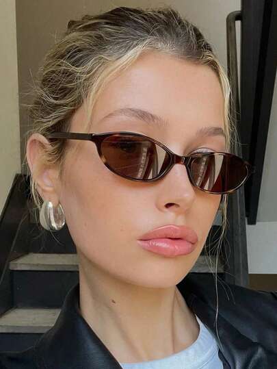 1 Pair Women's Leopard Print Oval PC Frame Vintage Solid Color Small Frame Fashionable Travel Vacation Fashion Glasses