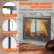 Fireplace Screen 1 Panel With Door, Sturdy Iron Mesh Fireplace Screen, 38.98"(L) X30.7"(H) Spark Guard Cover, Simple Installation, Free Standing Fire Fence Grate For Living Room Home Decor Moder - Simple Black - View 6
