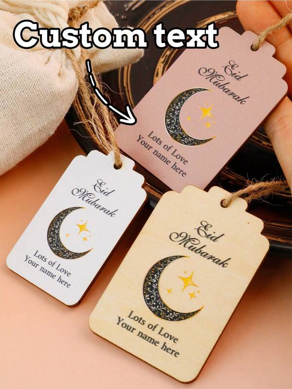 Custom Text Eid Mubarak Gift Tag, Personalized Ramadan Hanging Decor, Customized Celebration Accessory, Ramadan Decorations, Customizable Gift For Eid Al-Fitr, Ramadan Kareem & Special Occasions, Stylish Festive Present & Thoughtful Keepsake, Family