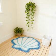 1 件可爱贝壳造型地毯，柔软舒适，可用作入口垫、家居装饰小地毯，适用于卧室、客厅、梳妆台、节日装饰 - 藍白色 - 查看 4