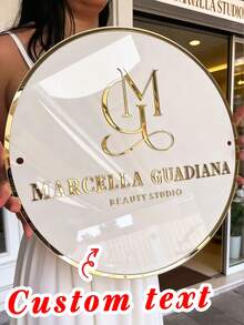 Letrero personalizado para salón con fondo blanco y letras doradas, incluye todo el material de montaje. Letrero de negocio de oficina, letrero de logotipo personalizado, letrero de negocio al aire libre, decoración de salón de belleza, logotipo de boutique personalizado, logotipo 3D de negocio, letrero moderno de acrílico, letrero de logotipo personalizado, letrero de logotipo redondo de acrílico, letrero de logotipo de negocio, letrero de salón, letrero para negocio, letrero de negocio de acrílico - Multicolor - Ver 2
