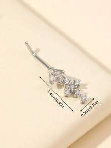 1pc Women's Elegant Personalized Creative Fashion L-Shaped Rhinestone Decor Cross Pendant Nose Ring D2AO - Nhiều màu - Xem 4