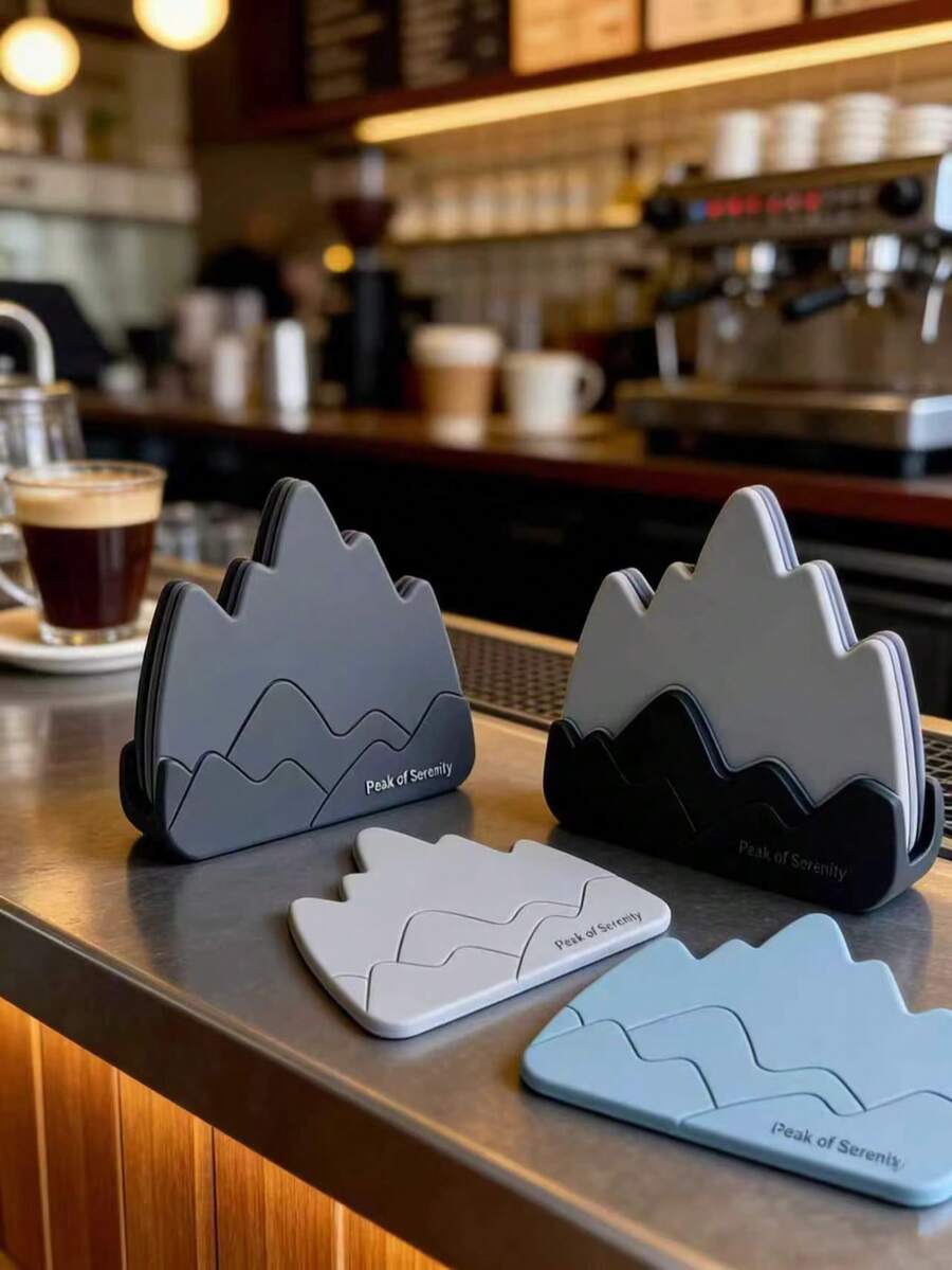Secure Mountain View On The Dining Table | Anti-Slip Thick Silicone Coasters. Steadily Hold Hot Soup And Iced Drinks, Protecting Your Beloved Tabletop. Practical Aesthetics For Breakfast/Afternoon Tea/Family Gatherings #Household Essentials #High-Quality Tableware - Multicolor - View 1