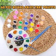 60 Pcs Paletas de Bandejas de Pintura con 10 Pozos Paletas de Plástico Blanco Suministros de Pintura para Acuarela Acuarela ArtíStica Pintura al Óleo Reutilizable,40855839 - Multicolor - Ver 5