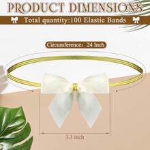 HLJ  100 Pcs Champagne Gold Elastic Bows For Gift Boxes Stretch Loops With Pre Tied Bows 24'' Stretch Elastic Loops With Ribbon For Gift Boxes Baby Showers Weddings Party Favors139 - 如圖 - 查看 2