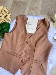 Women's Vest And Shorts Set With Bag SP018 - Màu Khaki - Xem 4