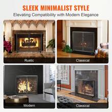 Fireplace Screen 1 Panel With Door, Sturdy Iron Mesh Fireplace Screen, 38.98"(L) X30.7"(H) Spark Guard Cover, Simple Installation, Free Standing Fire Fence Grate For Living Room Home Decor Moder - Simple Black - View 5