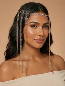 1 件新款复古波浪金属板头带，简约金属质感流苏亮片多层发饰（板数量随机）万圣节 - 彩色 - 查看 15