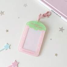 Ins Style Korean Version Strawberry Acrylic Card Holder Campus Card Celebrity Small Card Holder Girl Backpack Pendant With Pom-Pom - White Hairless Ball - View 8
