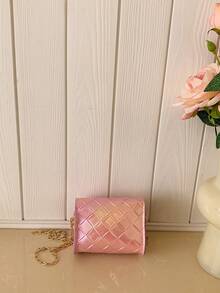 Mini Bowknot Rhombus Chain Crossbody Bag, Silver & Pink, Women's Spring/Summer 2026 New Lipstick/Coin Purse/Earphone Pouch - Pink - View 9