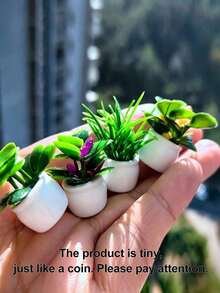 1 Random Artificial Mini Potted Plant Statue, Mini Potted Plant Bonsai, Mini Garden Outdoor Decoration With Fake Flower Pots To Simulate Plants Valentine's Day, Valentine's Day Wedding, Birthday(Random Style) - 綠色 - 查看 9