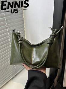 简约新月斜挎包，用途广泛 - 綠色 - 查看 1