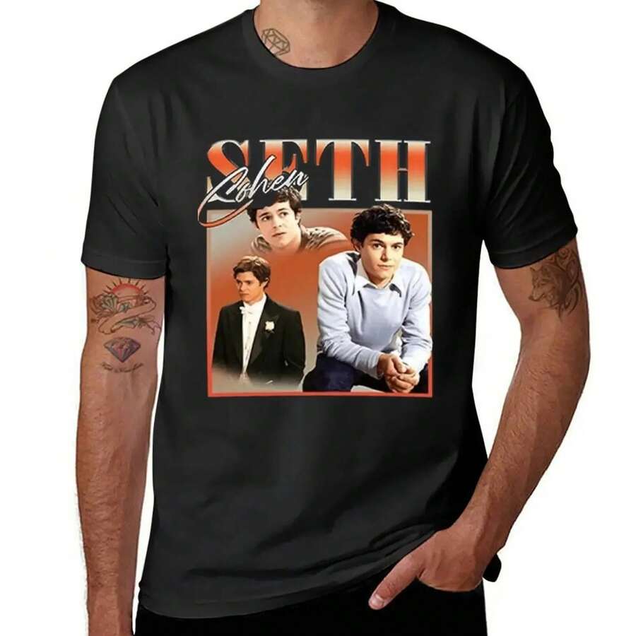 Camiseta Seth Cohen vintage de anime, ropa de verano, camiseta de compresión para hombres, nuevo modelo 2025 - Negro - Ver 1