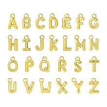 1 Set Of 26pcs Stainless Steel Bubble 26-Letter Pendant DIY Handmade Chain Necklace Earrings Jewelry Making Supplies Accessories - Gold - View 3