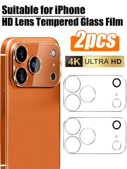 2pcs Full Coverage Camera Screen Protector, Compatible With IPhone 17/17 Pro/17 Pro Max/16 Pro Max/17 Air/15/14/13/12/11, Phone Accessories, Camera Lens Protector, Tempered Glass