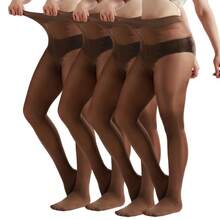 高腰无缝裸色舒适女士连裤袜，大码透明塑形紧身裤，性感肤色丝袜，适合派对和日常穿着 - 彩色 - 查看 18