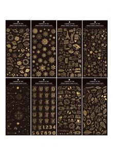 1pc Metallic Planet Pattern Sticker, Versatile Creative Sticker For DIY Crafts, Painting Decoration, Essential For Back To School Season School Supplies - Gold - View 11