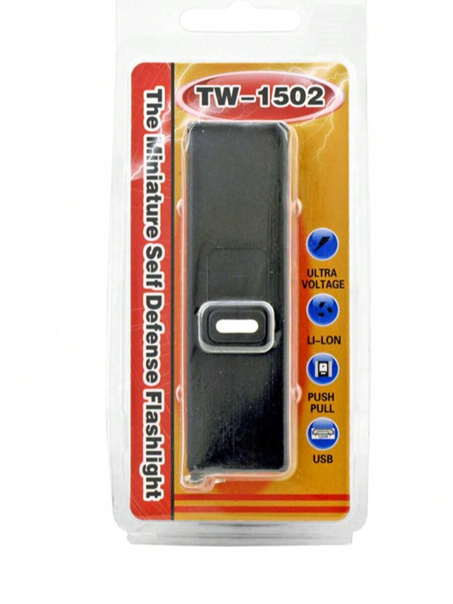 TW 1502 Mini Flash Drive USB con Linterna y Dispositivo de Defensa Personal – Estilo Compacto en Negro - Negro - Ver 1
