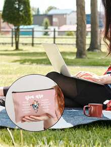 1pc Large Inspirational Christian Makeup Bag, Zippered Cosmetic Organizer, Perfect Gift For Women, Portable Zipper Makeup Storage Bag, Clutch Travel Toiletry Organizer Bag, Handbag, Girl'S Gift, Lightweight Foldable Storage Bag, Suitable For Personal Travel Cosmetics Storage, Travel Bag Toiletry Bag, Birthday, Travel Makeup Tools, Teacher'S Gift, Lover'S Gift, Birthday Gift, Travel Essentials, Dormitory Essentials, Meeting Daily Travel Needs - Multicolor - View 7