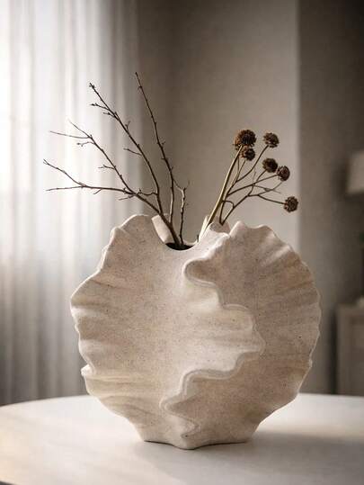 1 pieza Jarrón decorativo de resina minimalista y moderno, para decoración de sala de estar, entrada, gabinete de TV, escritorio de oficina, maceta para flores, macetero de arte de lujo y alta gama, estilo Wabi-Sabi para mesa de centro y gabinete de TV