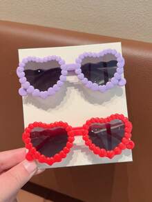 2/4件装 女孩可爱新款花朵爱心儿童时尚眼镜 情人节礼物 开学季礼物，仅展示卡片，不含运费 - 彩色 - 查看 6