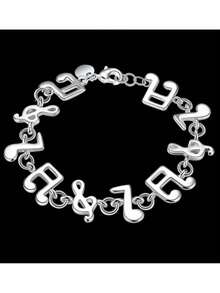 925 Silver Women's Fashionable Music Bracelet, Suitable For Daily Wear And Gift Giving - White - View 6