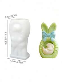 1个复活节彩蛋造型兔子蜡烛硅胶模具，DIY香薰饰品蝴蝶结石膏模具 - 复活节、情人节、开斋节和宰牲节的完美礼物 - 彩色 - 查看 3