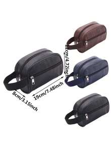 1pc Large Capacity Waterproof Makeup Bag, Portable Travel Cosmetic Organizer With Handle And Compartments, Suitable For Cosmetics, Toiletries, Skincare, Personal Care Items, Durable Makeup Pouch For Men & Women - Multicolor - View 2