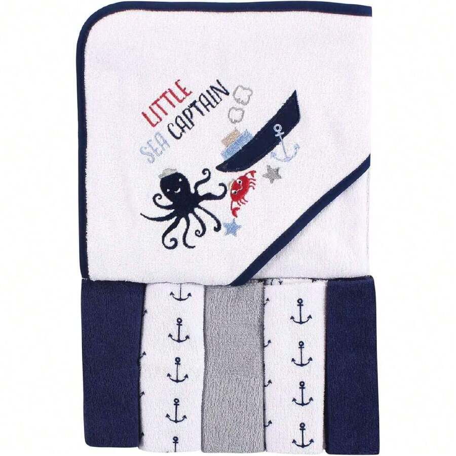 - Toalla Unisex con Capucha para bebé con Cinco Toallas, capitán del mar, Talla única,40840041 - Rosa vieja - View 1