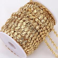 1m Fashionable Stainless Steel Embossed Round Disc Gold Chain, Sunflower Design, Suitable For DIY Necklace, Bracelet, Jewelry Making - Chain - View 7