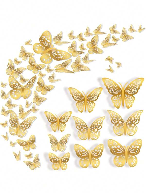 36片3D镂空蝴蝶墙贴装饰，适用于蛋糕装饰、婚礼装饰、客厅装饰、生日派对、墙贴、墙饰、家居装饰、春季装饰，为您的家营造清新氛围，可移除装饰贴纸，毕业季、返校季、房间装饰、学习用品礼物