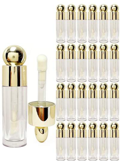 Empty Lip Gloss Tubes, 5ml Clear Lip Gloss Tubes With Wand, Refillable Lip Balm Gloss Containers For Diy Makeup Lipgloss Making Kit,Women Girls Makeup, Large Brush Lip Gloss Tube, Lip Oil Dispensing Tube, Travel Lip Gloss Storage ﻿