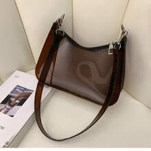 Women's Simple Solid Color Shoulder Bag, Casual Everyday Style, Fashionable Burgundy Color. - Coffee Brown - View 3