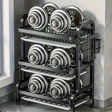 Three-Tier, Large-Capacity Drain Rack, Dish Rack Kitchen Essentials, Sturdy And Durable, Suitable For Kitchen Decor, Organizer Storage, And Kitchen Storage. It Can Hold Dishes, Cutlery, Spoons, Chopsticks, Cups, Coffee Cups, And Other Tableware - 黑色 - 查看 4