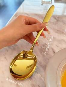 4pcs/2pcs/1pc Stainless Steel Large Serving Spoon, Durable Thick Restaurant Hotel Buffet And Dining Spoon, Flatware Set, Dessert Spoon - Multicolor - View 8