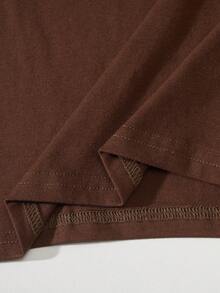 1 pieza Chaleco de algodón puro de unicolor para niños, camiseta interior cómoda para niños, adecuada para todas las estaciones, apta para uso en interiores y exteriores - Café integral - Ver 4