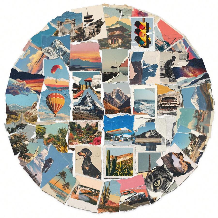 50张撕贴照片贴纸，创意涂鸦贴纸，办公用品，手机电脑贴纸，防水，耐用，酷炫贴纸 - 彩色 - 查看 1