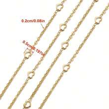 1m/2m Fashionable Stainless Steel Hollow Heart Chain, Gold Cross Chain, Suitable For DIY Necklace, Bracelet, Jewelry Making - Chain - View 3