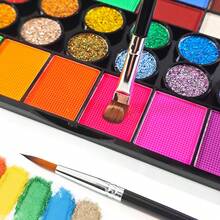 opeth Set de 42 colores de pintura corporal, incluye 2 pinceles, fluorescente, perlado, polvo brillante, apto para maquillaje, mascarada, Halloween, maquillaje de escenario, fiesta de festival, soluble en agua, fácil de limpiar, no irritante - Multicolor - Ver 5