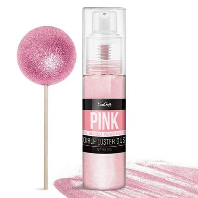 Edible Glitter Spray - 20g Luster Dust Edible Glitter For Cake Decorating, Cocktails, Drinks - Shimmer Dust Powder Metallic Food Coloring Powder For Cookie, Candy, Icing (Pink)