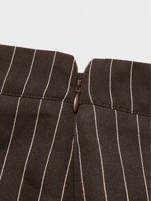 优雅简约假日派对通勤日常商务马甲套装，女士秋季马甲套装收腰修身西装裙套装，夏季 - 棕色 - 查看 10