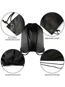 抽绳包、休闲背包、篮球包、手提包、便携背包、抽绳肩带 - 彩色 - 查看 3