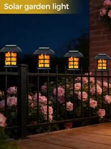 2/4个太阳能火焰灯，LED太阳能户外灯，花园灯，适用于圣诞节、花园、景观、小径、庭院、露台、户外庭院装饰，暖光落地灯，无线黄昏到黎明花园小径景观灯 - 暖光 - 查看 5