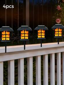 2/4个太阳能火焰灯，LED太阳能户外灯，花园灯，适用于圣诞节、花园、景观、小径、庭院、露台、户外庭院装饰，暖光落地灯，无线黄昏到黎明花园小径景观灯 - 暖光 - 查看 13