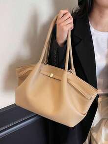 New Vintage Solid Color High-Quality PU Leather Magnetic Closure Women's Fashion Shoulder Bag, Crossbody Bag, Handbag, Elegant, Large Capacity, Durable, Lightweight, Multifunctional, Suitable Work, Travel, Business, Cosmetics Storage And Other Occasions. - Coffee 9 - View 1